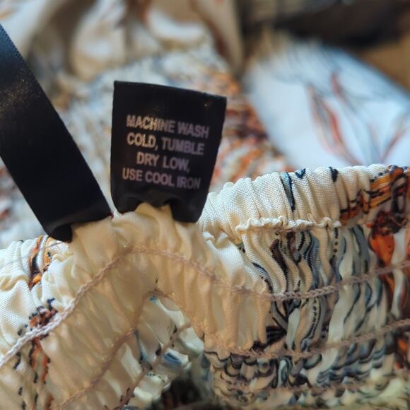 Cassees Smocked Maxi Dress Small Hatler Beaded Tropical Shirred Boho Resort - Picture 6 of 7